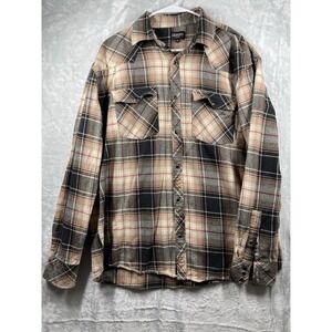 Gioberti Pearl Snap Shirt Mens Short Extra Large Plaid Long Sleeve Flannel Cabin